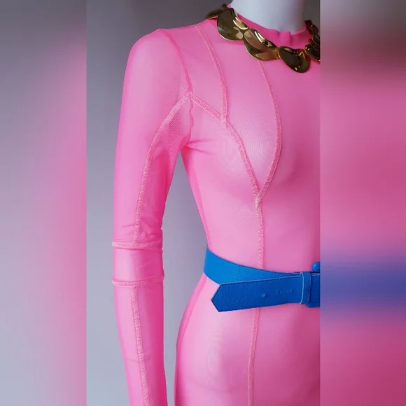 Pink Neon Mesh Dress 🩷 - Picture 7 of 9
